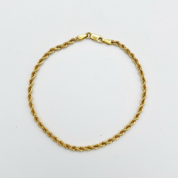 Ross Simons Italian 2.7mm 18kt Yellow Gold Rope Chain Bracelet 7.5" 2g 750 AR ⭐️ - Picture 4 of 9